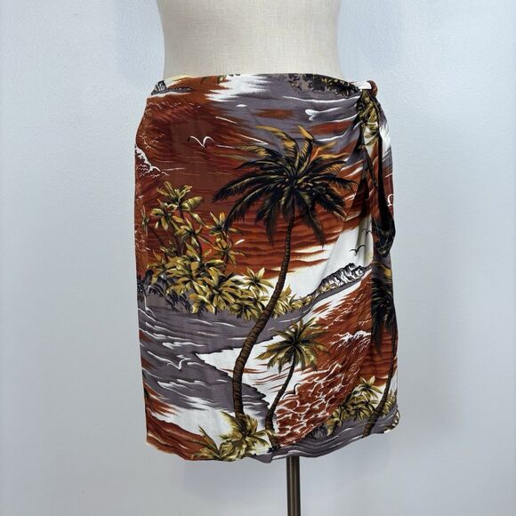 VTG Carole Little Sport Rayon Wrap Skirt Paradise Island Tropical SZ Large - Picture 1 of 8